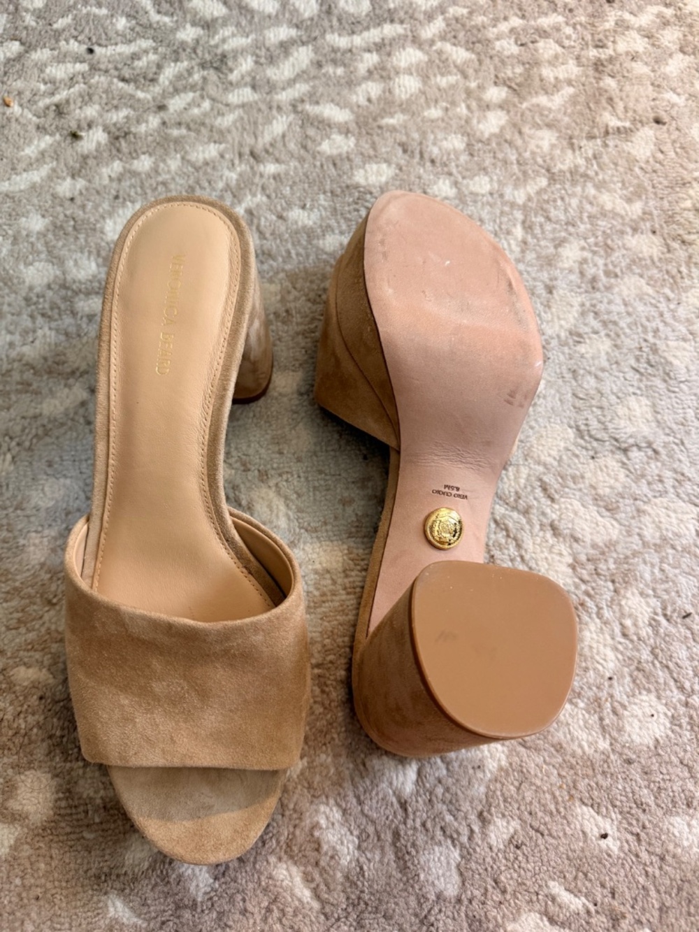 Brand New Veronica Beard Suede Block Heel Dali Mules - Picture 2 of 2